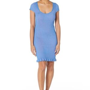 French Connection Mathilda Ribbed Knit Ruffled Bodycon Mini Dress